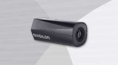 Avigilon H5A Box Camera front-right view.