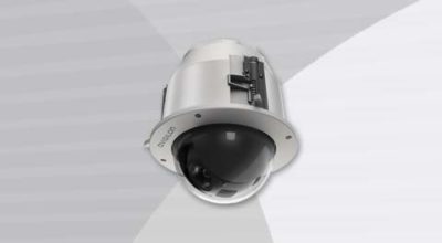 Avigilon H5A PTZ Camera front-left view.